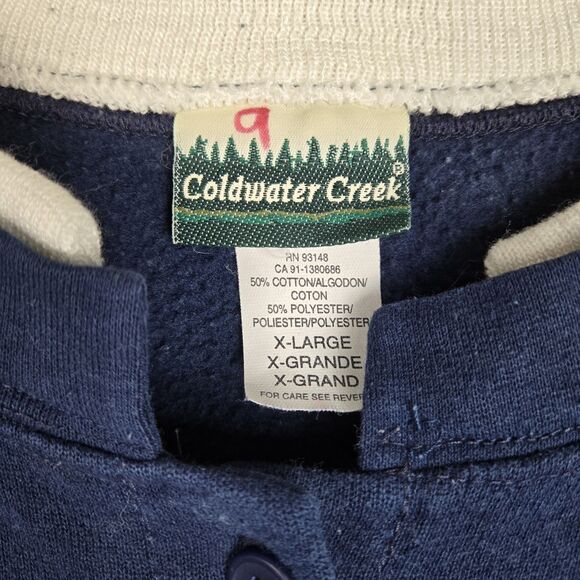 Vtg Coldwater Creek Morning Sun Dandelion Fleece Jacket Sz XL Blue Button Front - Picture 5 of 6